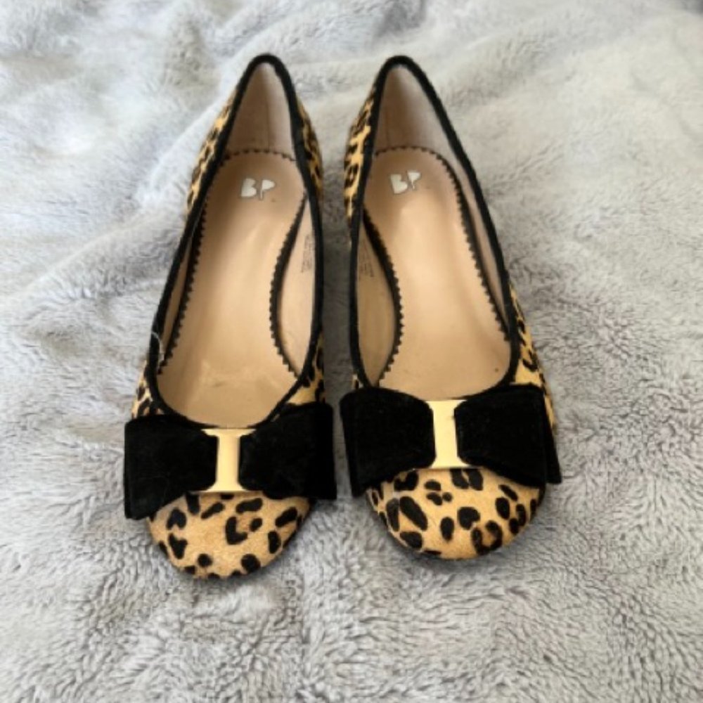 BP Calf Hair Leopard Block Heels Size 5